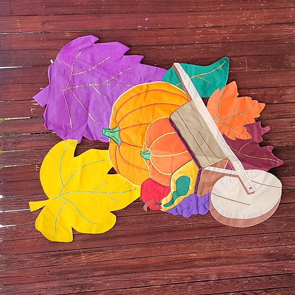 Vtg - 1999 Harvest/AutumnLeaves/Pumpkins/Wheelbarr..